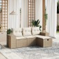 vidaXL Juego de sofás jardín con cojines 4 pzas ratán sintético beige vidaXL Juego de sofás jardín con cojines 4 pzas ratán sintético beige