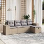 vidaXL Juego de sofás jardín con cojines beige mezcla 5 pzas ratán PE vidaXL Juego de sofás jardín con cojines beige mezcla 5 pzas ratán PE