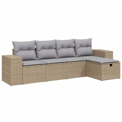 vidaXL Juego de sofás jardín con cojines beige mezcla 5 pzas ratán PE