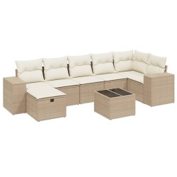 vidaXL Juego de sofás de jardín con cojines beige 8 pzas ratán PE