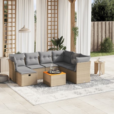 vidaXL Juego de sofás jardín con cojines beige mezcla 8 pzas ratán PE