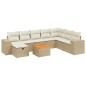vidaXL Set de sofás de jardín 9 pzas con cojines ratán sintético beige vidaXL Set de sofás de jardín 9 pzas con cojines ratán sintético beige