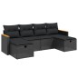 vidaXL Set de sofás de jardín 6 piezas y cojines ratán sintético negro vidaXL Set de sofás de jardín 6 piezas y cojines ratán sintético negro