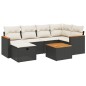 vidaXL Set de comedor de jardín 7 pzas y cojines ratán sintético negro vidaXL Set de comedor de jardín 7 pzas y cojines ratán sintético negro