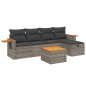 vidaXL Set de muebles de jardín 6 pzas y cojines ratán sintético gris