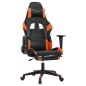 vidaXL Silla gaming con reposapiés cuero sintético negro naranja vidaXL Silla gaming con reposapiés cuero sintético negro naranja