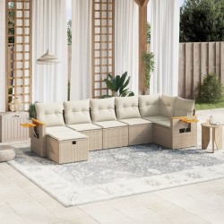 vidaXL Set sofás de jardín 7 piezas y cojines ratán sintético beige