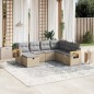 vidaXL Juego de sofás jardín con cojines beige mezcla 7 pzas ratán PE vidaXL Juego de sofás jardín con cojines beige mezcla 7 pzas ratán PE