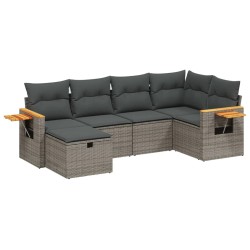 vidaXL Set de muebles de jardín 6 pzas y cojines ratán sintético gris