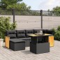 vidaXL Set de comedor de jardín 7 pzas y cojines ratán sintético negro vidaXL Set de comedor de jardín 7 pzas y cojines ratán sintético negro