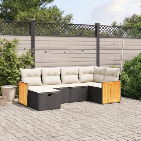 vidaXL Set de sofás de jardín 6 piezas y cojines ratán sintético negro