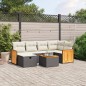 vidaXL Set de comedor de jardín 7 pzas y cojines ratán sintético negro