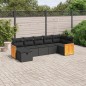 vidaXL Set de comedor de jardín 7 pzas y cojines ratán sintético negro vidaXL Set de comedor de jardín 7 pzas y cojines ratán sintético negro