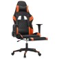 vidaXL Silla gaming con reposapiés cuero sintético negro naranja vidaXL Silla gaming con reposapiés cuero sintético negro naranja