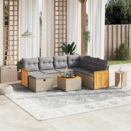 vidaXL Juego de sofás jardín con cojines beige mezcla 8 pzas ratán PE