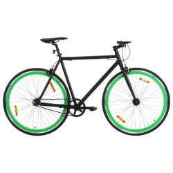 vidaXL Bicicleta de piñón fijo negro y verde 700c 59 cm