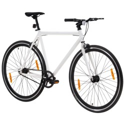 vidaXL Bicicleta de piñón fijo blanco y negro 700c 55 cm