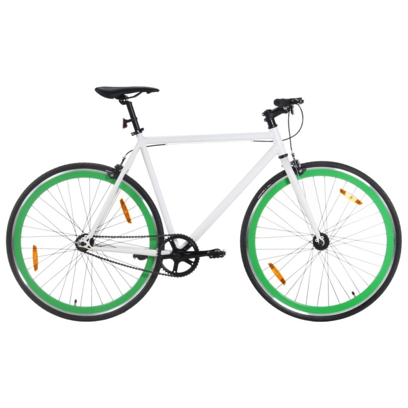 vidaXL Bicicleta de piñón fijo blanco y verde 700c 59 cm vidaXL Bicicleta de piñón fijo blanco y verde 700c 59 cm