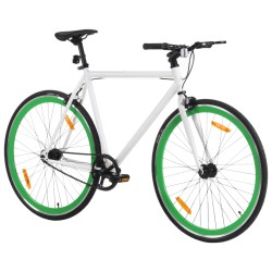 vidaXL Bicicleta de piñón fijo blanco y verde 700c 59 cm
