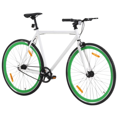 vidaXL Bicicleta de piñón fijo blanco y verde 700c 59 cm