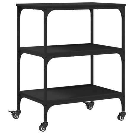 vidaXL Carrito de cocina de madera de ingeniería negro 60x41x76 cm