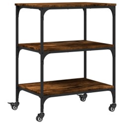 vidaXL Carrito de cocina madera ingeniería roble ahumado 60x41x76 cm