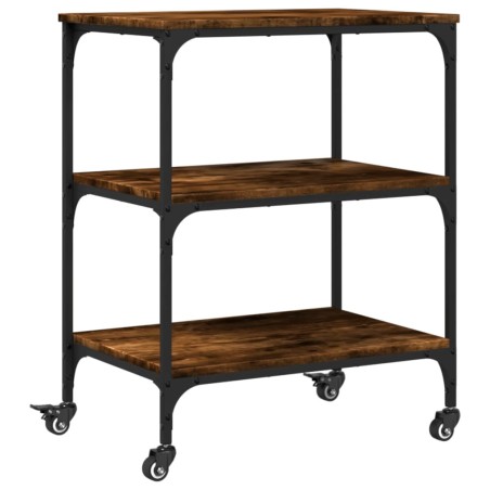 vidaXL Carrito de cocina madera ingeniería roble ahumado 60x41x76 cm