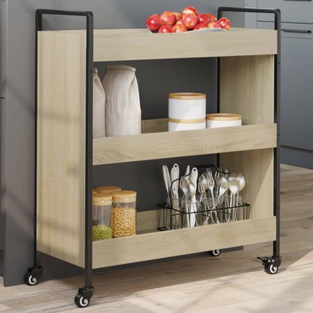 vidaXL Carrito de cocina madera de ingeniería roble Sonoma 70x30x82 cm