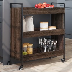 vidaXL Carrito de cocina madera de ingeniería marrón roble 70x30x82 cm