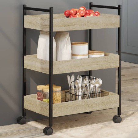 vidaXL Carrito de cocina madera de ingeniería roble Sonoma 50x30x70 cm
