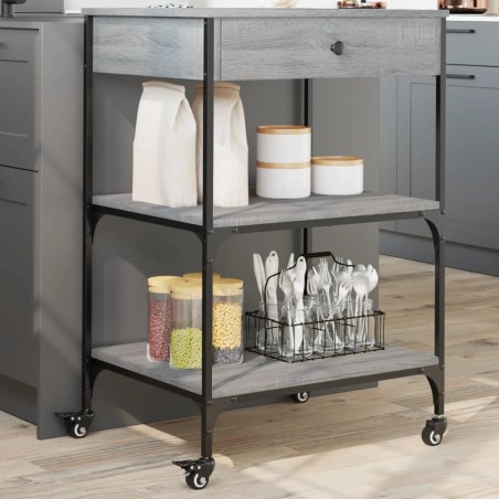 vidaXL Carrito de cocina madera ingeniería gris Sonoma 60x48x89,5 cm