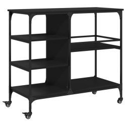 vidaXL Carrito de cocina de madera de ingeniería negro 100x45x89,5 cm