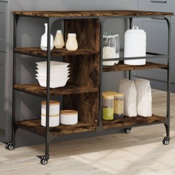 vidaXL Carrito de cocina madera ingeniería roble ahumado 100x45x89,5cm