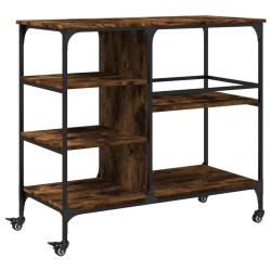 vidaXL Carrito de cocina madera ingeniería roble ahumado 100x45x89,5cm