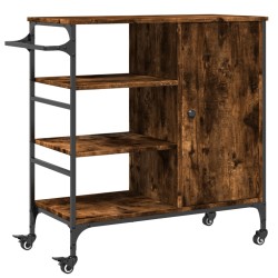 vidaXL Carrito de cocina de madera roble ahumado 87,5x38,5x84,5 cm