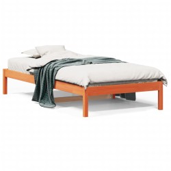 vidaXL Sofá cama de madera maciza de pino marrón cera 90x200 cm