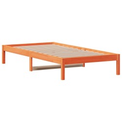 vidaXL Sofá cama de madera maciza de pino marrón cera 90x200 cm