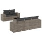 vidaXL Set de muebles de jardín 6 pzas y cojines ratán sintético gris vidaXL Set de muebles de jardín 6 pzas y cojines ratán sintético gris