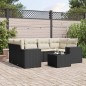 vidaXL Set de comedor de jardín 7 pzas y cojines ratán sintético negro vidaXL Set de comedor de jardín 7 pzas y cojines ratán sintético negro