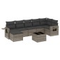 vidaXL Set de sofás de jardín 8 pzas y cojines ratán sintético gris vidaXL Set de sofás de jardín 8 pzas y cojines ratán sintético gris