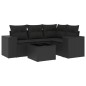 vidaXL Set de muebles de jardín 5 pzas y cojines ratán sintético negro vidaXL Set de muebles de jardín 5 pzas y cojines ratán sintético negro
