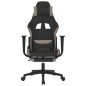 vidaXL Silla gaming con reposapiés tela negro y gris taupe vidaXL Silla gaming con reposapiés tela negro y gris taupe