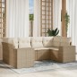 vidaXL Juego de sofás jardín con cojines 6 pzas ratán sintético beige vidaXL Juego de sofás jardín con cojines 6 pzas ratán sintético beige