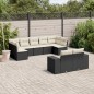 vidaXL Set de sofás de jardín 8 piezas y cojines ratán sintético negro vidaXL Set de sofás de jardín 8 piezas y cojines ratán sintético negro