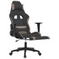vidaXL Silla gaming con reposapiés tela negro y gris taupe vidaXL Silla gaming con reposapiés tela negro y gris taupe