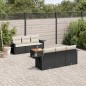 vidaXL Set de comedor de jardín 7 pzas y cojines ratán sintético negro vidaXL Set de comedor de jardín 7 pzas y cojines ratán sintético negro
