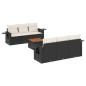 vidaXL Set de comedor de jardín 7 pzas y cojines ratán sintético negro vidaXL Set de comedor de jardín 7 pzas y cojines ratán sintético negro