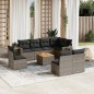 vidaXL Set de muebles de jardín 9 pzas y cojines ratán sintético gris vidaXL Set de muebles de jardín 9 pzas y cojines ratán sintético gris