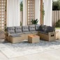 vidaXL Set de sofás de jardín 9 pzas con cojines ratán sintético beige vidaXL Set de sofás de jardín 9 pzas con cojines ratán sintético beige