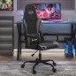 vidaXL Silla gaming cuero sintético negro y gris vidaXL Silla gaming cuero sintético negro y gris